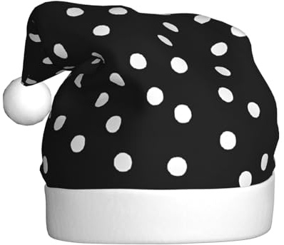 UENFFKDAP Weihnachtsmützen aus Plüsch mit schwarz-weißen Punkten, Unisex, Samt, bequem, Weihnachten, Party, Silvester, Urlaub, Party-Dekorationen