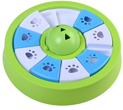 Kaiyzo Ciotola Anti Ingozzamento Cane, Ciotola Puzzle Interattiva con 10 Scomparti e 8 Coperchi Mobili, Gioco Cane per Stimolazione Mentale con Pallina Centrale Rumorosa, Verde