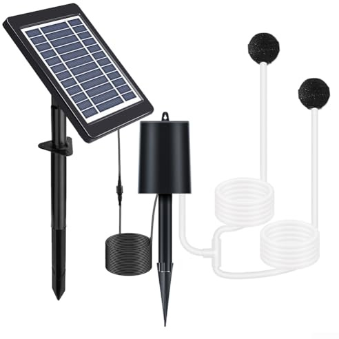 Oniissy Oxygène solaire 3 W 6 V avec trois modes de fonctionnement pour étangs de jardin, aquariums et aquariums – Aérateur de bassin à énergie solaire avec fonctionnement prolongé jusqu'à 72 heures