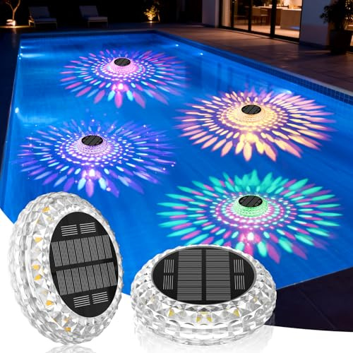 Solar Poolbeleuchtung Unterwasser, 2 Stück Schwimmende LED Pool Licht