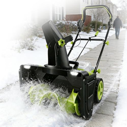Soplador De Nieve Inalámbrico 40V, Soplador De Nieve con Motor Sin Escobillas 3500W, Ancho De Limpieza 20 Pulgadas, Incluye 2 Baterías 4.0Ah, para Eliminación De Nieve En Propiedades