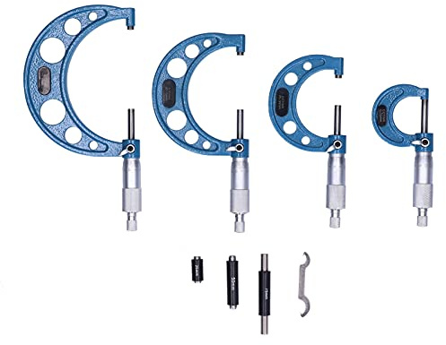 TOPINCN Ensemble de Micromètres Extérieurs en Métal, Outil de Mesure de Haute Précision pour Pièces de Précision 4 Pièces 0-3,9 Pouces pour Machinistes