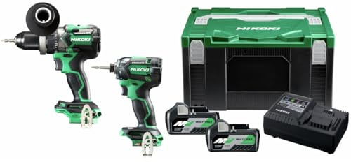 HiKOKI KC18DCJAZ Cordless brushless Combo kit (Combi Drill, Impact Driver, Charger, 2 x 18v 5.0Ah Batteries in a case)