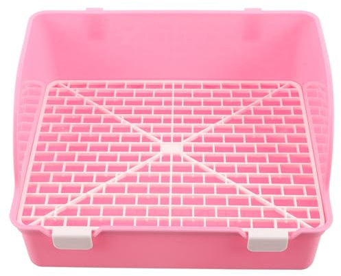 DINHEAROM Rabbit Cage Toilet with Grate - Bunny Plastic Litter Box Toilet - Corner Litter Bedding - Small Animal Pet Bunny Box - Potty Trainer Pan for Guinea Pig, Ferret