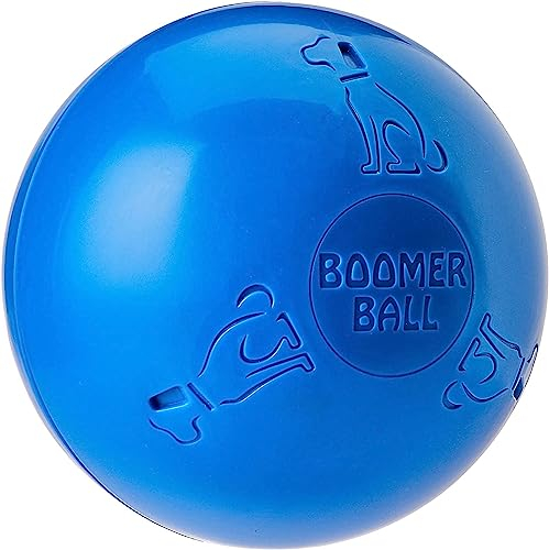 BOOMER BALL - Fast unzerstörbarer Hundeball, schwimmt auf dem Wasser, Ideal für bewegungsfreudige und energiegeladene Hunde, robustes & langlebiges Hundespielzeug (Größe 20cm, Blau oder Rot)