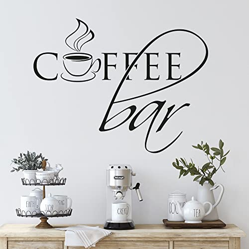 GRAZDesign Wandtattoo Kaffee Coffee Bar mit Tasse | Wandaufkleber Küche selbstklebend - 39x30cm / 070 schwarz