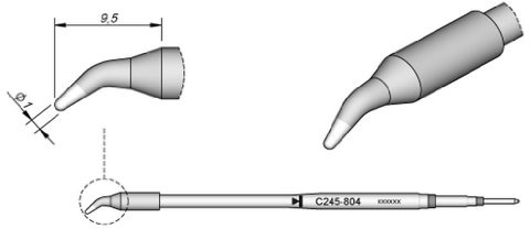 JBC Lötspitze Serie C245 Meißelform, C245807/2,2 x 1,0 mm, gerade, 20 mm länger C245807 (Lötkartusche 2045 2245 Loetkartusche Loetspitze Lötpatrone Loetpatrone Meißelspitze C245 bleifrei)