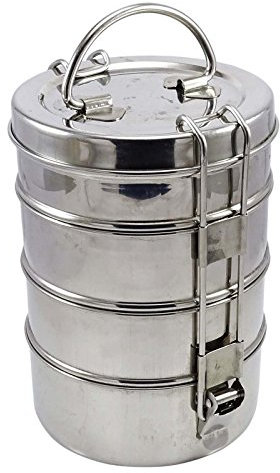 IBA Indianbeautifulart Stainless Steel Lunch Box 2 Tier Indian Tiffin Round Food Container Carrier