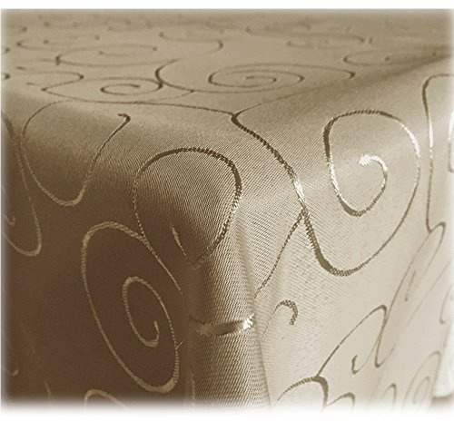 JEMIDI Tischdecke Ornamente Seidenglanz Edel Tisch Decke Tafeldecke 31 Größen und 7 Farben Cappuccino Oval 130x360