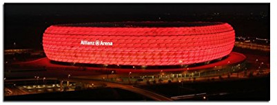 FCB Arena Leinwandbild 120x40cm Fußball Fan Geschenkidee. Wandbild auf Keilrahmen. Handgefertig! Qualität aus Deutschland