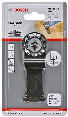 Bosch Professional 5x BIM Tauchsägeblatt AIZ 32 BSPB (für Hartholz, 50 x 32 mm, Zubehör Multifunktionswerkzeug)