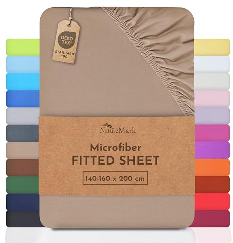 NatureMark - Mikrofaser SPANNBETTLAKEN zum Sparpreis! viele Größen und Farben Markenware (140x200-160x200 cm, Sand/beige)