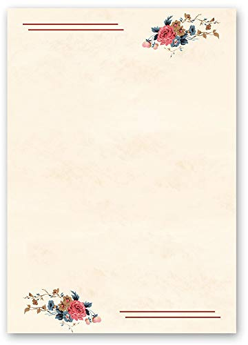 50 Blatt Briefpapier Blumen & Blüten BLUMENPOST - DIN A5 Format - Paper-Media