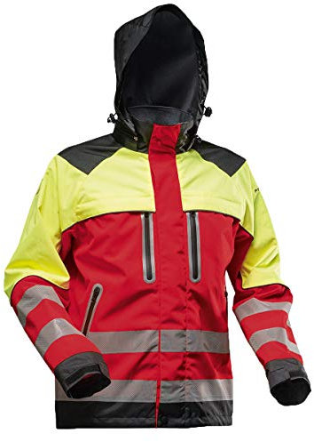 Pfanner wasserdichte Warnschutzjacke mit SympaTex 106694, Farbe:rot/gelb, Größe:M