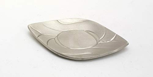 Kerzenteller Messing vernickelt Silber Blattform (Innen 6 x 4 cm, Außen 14 x 8 cm) für Ovalkerzen, Ellipsenkerzen, Kugelkerzen