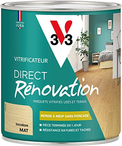 V33 Vitrificateur parquets, Direct Rénovation, Incolore Mat 0,75L