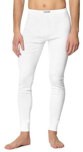 Timone Termo Lange Unterhosen Herren warm und bequem aus Baumwolle Thermounterhose Knöchellänge für kalte Tage Winter Herren Unterwäsche TI30-127 (Weiß, M)