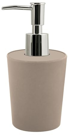 Spirella Distributeur de Savon „Takeo“ – avec doseur Couleur Acier INOX – Distributeur de Lotion – 400 ML - Eco Friendly Fibres Naturelles Bambou – Taupe