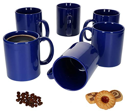 Van Well Kaffeetassen 6er Set – 375 ml – Zylindrische Kaffeebecher in Blau – Einfarbige Tassen im modernen Design – Spülmaschinengeeignet
