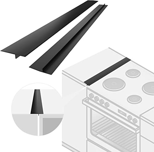 Silicone Stove Counter Gap Cover, 25 inch Kitchen Gap Filler Cover, Black