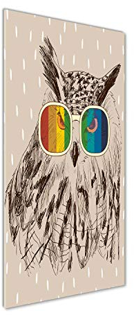 Tulup Glas-Bild Wandbild aus Glas - Wandkunst - Wandbild hinter gehärtetem Sicherheitsglas - Dekorative Wand für Küche & Wohnzimmer 50 x125 - Tiere - Eulen in Gläsern - Mehrfarbig