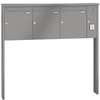 RENZ/Tetro / 3er Freistehende Briefkastenanlage Standbriefkasten mit Sprechfeld/RAL-Farbe 9007 Volumen 23 L/zum Einbetonieren/Dein-Briefkasten.de