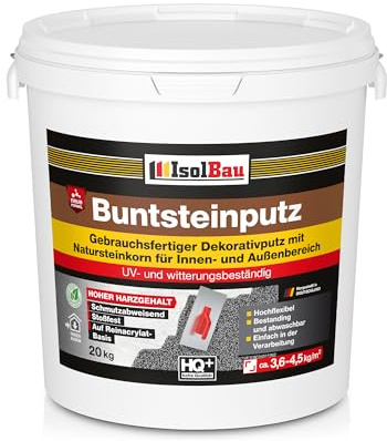 Isolbau - Buntsteinputz für Außen und Innen (Graphit, Rotbraun) 20 kg - BP85 Mosaikputz Dekorationsputz Frostsicher, Wasserfest, Stoßfest