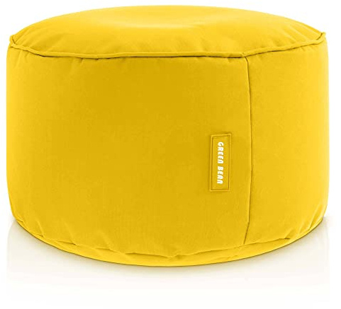 Green Bean Sitzsack-Hocker 45x25cm mit EPS-Perlen Füllung - Fußhocker Fußkissen Sitz-Pouf für Sitzsäcke - Bodenkissen für Kinder und Erwachsene - Fußablage Sitzkissen Sitzhocker Gelb