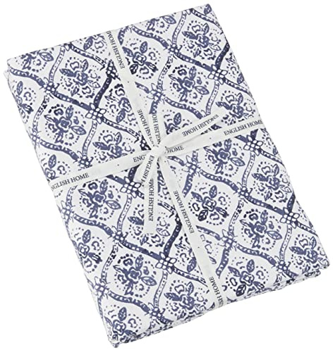 ENGLISH HOME Bettüberwurf aus Baumwolle, Atmungsaktiv, Gesteppt, Tagesdecke, Leichte Überwürfe, Tagesdecke für Bett, Couch, Sofa, Gem Roses 200x220 cm, Weiß Marineblau