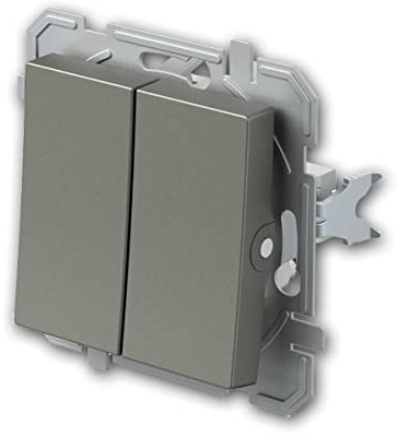 Interruptor de la serie LOGIQ, titanio, sin marco, terminales enchufables, diseño universal, adecuado para cajas de pared hueca y cajas de interruptores empotradas