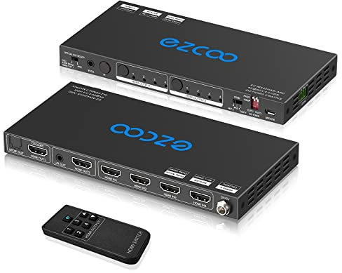 HDMI Matrix ARC CEC 4 in 2 Out 4K HDR 10 Atmos SPDIF L/R EDID - HDMI Down-Scaler 4K 1080P Sync,D-o-l-b-y Vision Atmos Sync,HDMI Switch 4x2 HDCP2.2 4K60 4:4:4 Audio Extractor IR Remote Ext. MX42ARC