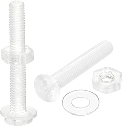 sourcing map 20 Sätze Kreuzschlitz Maschinenschrauben M3 x 20mm Transparent | PC Flachkopf Maschinenschrauben, Kunststoff, mit Muttern und Unterlegscheiben