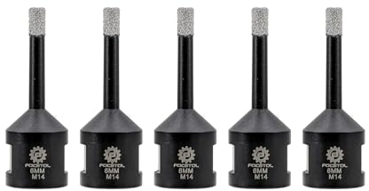 FOCSTOL Brocas Diamante - 5 piezas 6mm Corona Diamante para Porcelanico Baldosa Cerámica Mármol Granito Cuarzo para M14 Rosca Amoladora Angular