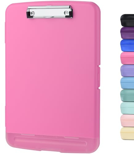 ZCZN Porte-Bloc A4 avec Pince, Planche à Pince Étanche de Rangement, Avec Compartiment à Stylo Séparé, Idéal pour l'École, le Bureau Industriel, Écriture Feuilles - Fuchsia | Tableau d'écriture en plastique, parfait pour les étudiants et les professionnels