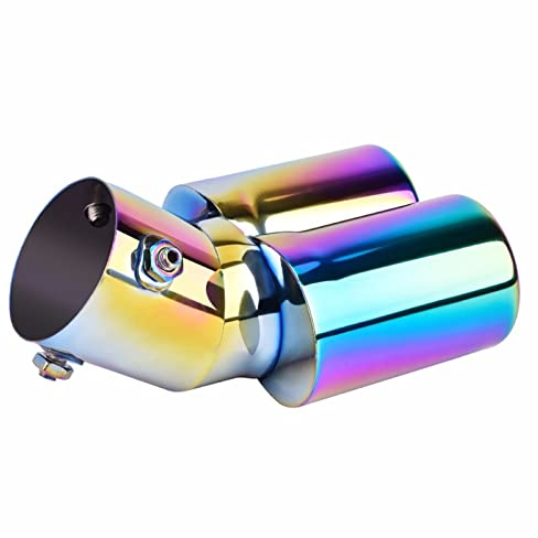 Auspuffblende Universal-Auto-Modifikation gegrillter blauer Edelstahl 1 bis 2 Doppelrohr-Auspuff-Schalldämpfer Auto Endrohr