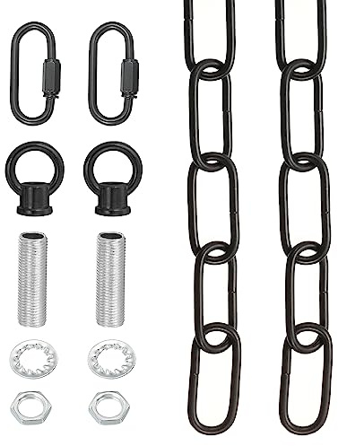 YOKIVE 1Set Lighting Chain Link, 10 Feet Metal Chandelier Chain Fixture Extension 65Lb Maximum Weight with Lock Great for Pendant Hanging Swag Light, Black