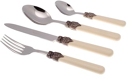Rivadossi Classic Avorio - Set di Posate per 4 Persone, 16 Pezzi - 100% Made in Italy, Artigianalità e Design - Acciaio Inox 18/10