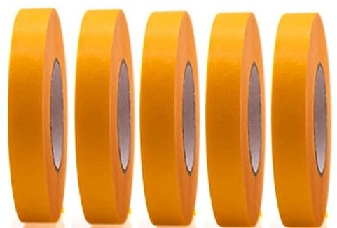 5 Rollen Profi Goldband Klebeband 50 m x 15 mm - Malerband Gold Kreppband - Abdeckband für Maler und Lackierer - Krepp für Innen und Außen - Malerkrepp - Vielseitiges Klebeband für Malerarbeiten