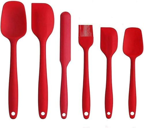 6pcs/Set Cooking Tools Set Non-Stick Cooking Spoon Spatula Ladle Egg Beaters Silicone Heat-Resistant Cream Scraper Kitchen Tool