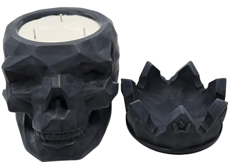 Flamestone Totenkopf Wachsfresser Indoor mit 3 Dochten - Betonkerze Made in Germany - Kerzenfresser Indoor - Wiederbefüllbares Tischfeuer - Recycling von Kerzenwachs - auch für Outdoor (Dunkel)