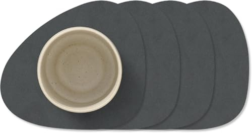 LindDNA - Glasuntersetzer Curve, Nupo anthrazit (4er-Set)