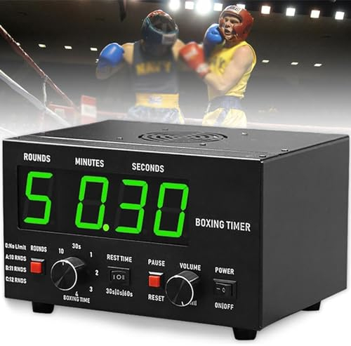 Minuteur classique d'intervalle de boxe - Minuteur de fitness professionnel - 1 à 12 tours de défi et alarme sonore réglable - 30 secondes à 10 minutes de repos - Pour MMA, kickboxing - Vert