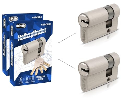 GERCAR Pro Gleichschließend 2x Halbzylinder 30/10 Set 2x Garagentor Profil-Halbzylinder inkl. 10 Schlüssel - 40 mm Garagentorschloss 2er Zylinder - Länge: 40mm, A:30 B:10 - Schließsystem