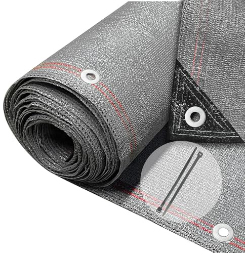 VOUNOT® Zaunblende 1.8×20m, Sichtschutz Zaun 230 g/m² HDPE Schattiernetz, Windschutz UV-resistent Reißfest, 95% Beschattungsgrad, mit Löcher und Kabelbinder, Grau