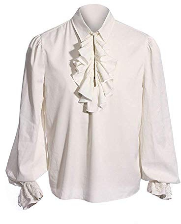 Runcati Mittelalter Hemd Herren Rüschenhemd Langarm Pirat Shirt Gothic Kostüm Viktorian Renaissance Viking Cosplay Tops