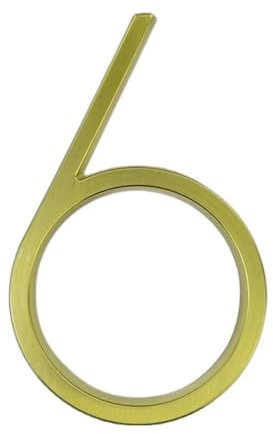 ZiYouao Hausnummer 125mm Goldene schwimmende Moderne Hausnummer Satin Messing Tür Home Adressnummern for Haus Digitale Außenzeichenplatten 5 in. # 0-9. Hausnummernschild(6)