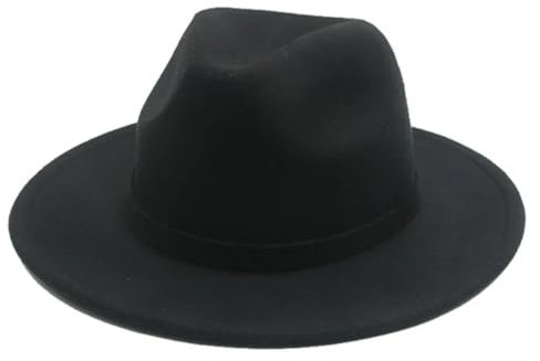 FULUJIDI Fedora Trilby Filzhut Hut Frauen Hut Frauen Hut Männer Solid Band Casual Hochzeits Hut 52-54Cm (Kinder) Schwarz