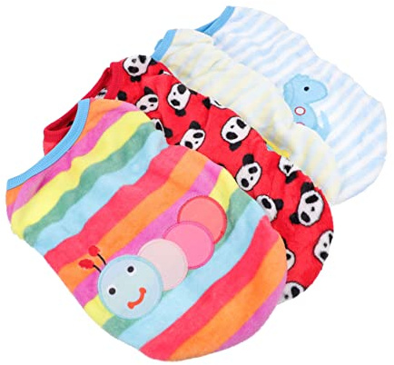 CIYODO 4pcs Small Dog Vest and Cat Clothes Set, Flannel Warm Pet Clothes for Teacup Puppies, Size S, Mixed Styles, Soft Pet Supplies for Winter and Indoor Use