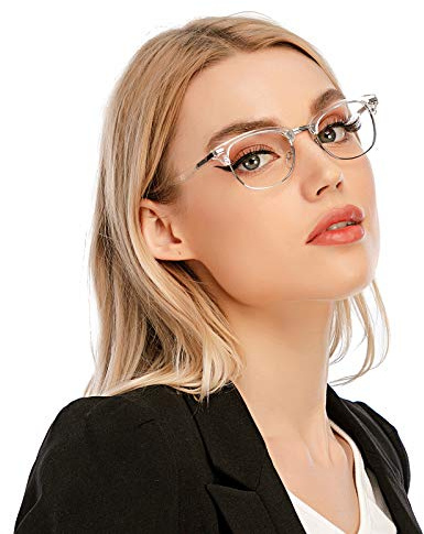 DOOViC Lesebrille Blaulichtfilter Rund Rahmen Brille mit Sehstärke