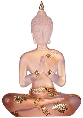 NNYCC Buddha Statue aus Kristallharz Meditations Deko für Den Innenbereich, Thailändische Sitzende Buddha Figur Spirituelle Geschenke für Tisch Zen,Weiß,S